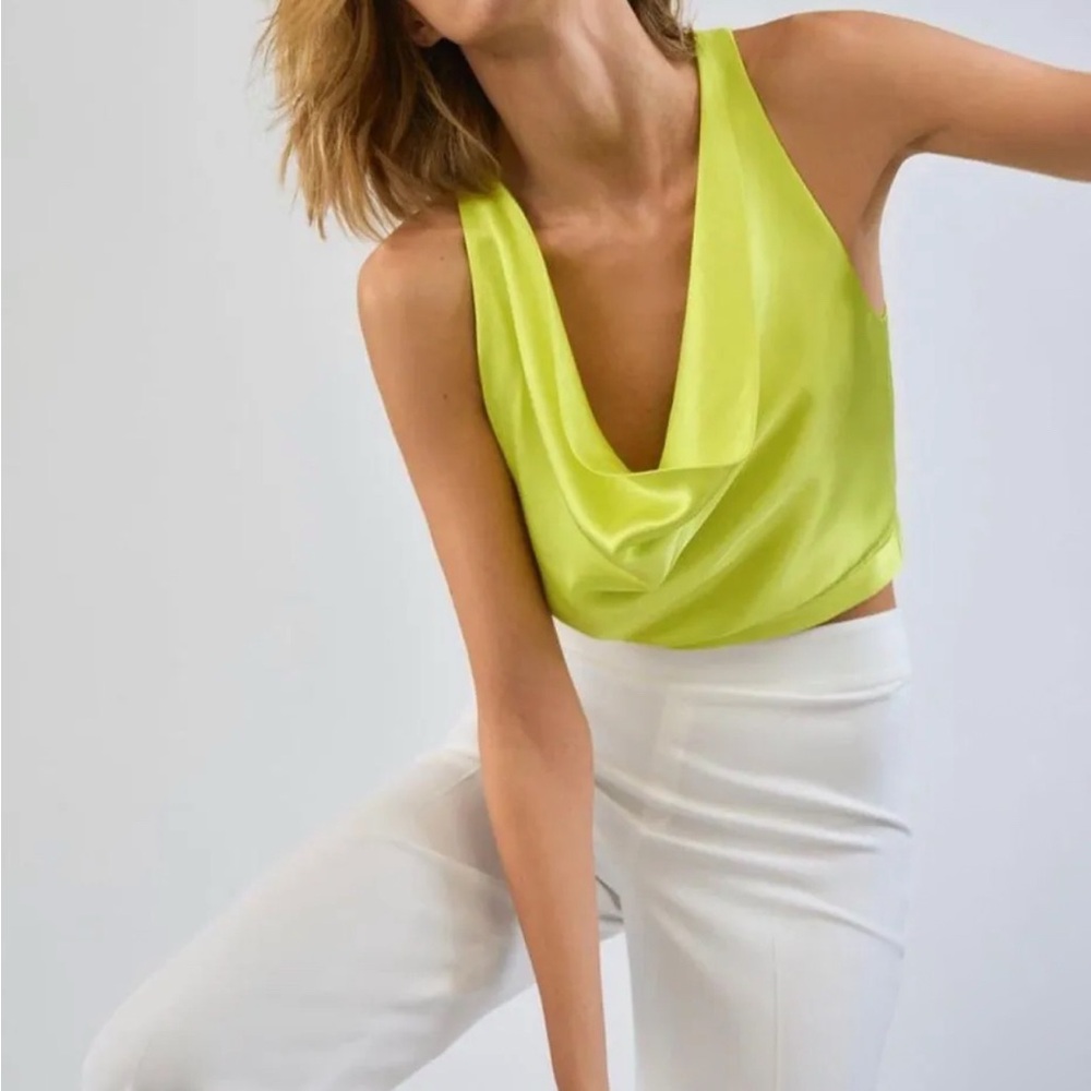 Zara Neon Green Draped Tank Top